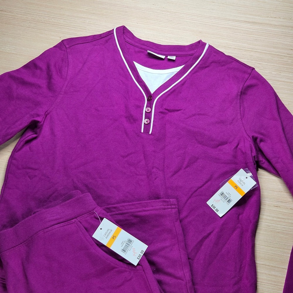 Kim Rogers Petite Small Purple Casual Hyper Fleece 2 Piece Lounge Set PS NEW